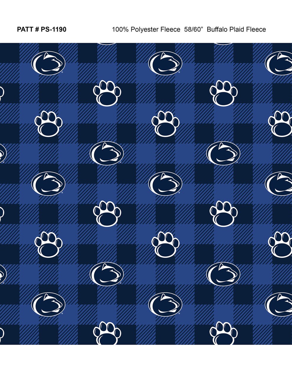 Sykel Enterprises-Penn State Fleece Fabric-Penn State University Buffalo Plaid Fleece Blanket Fabric-Sold by the yard